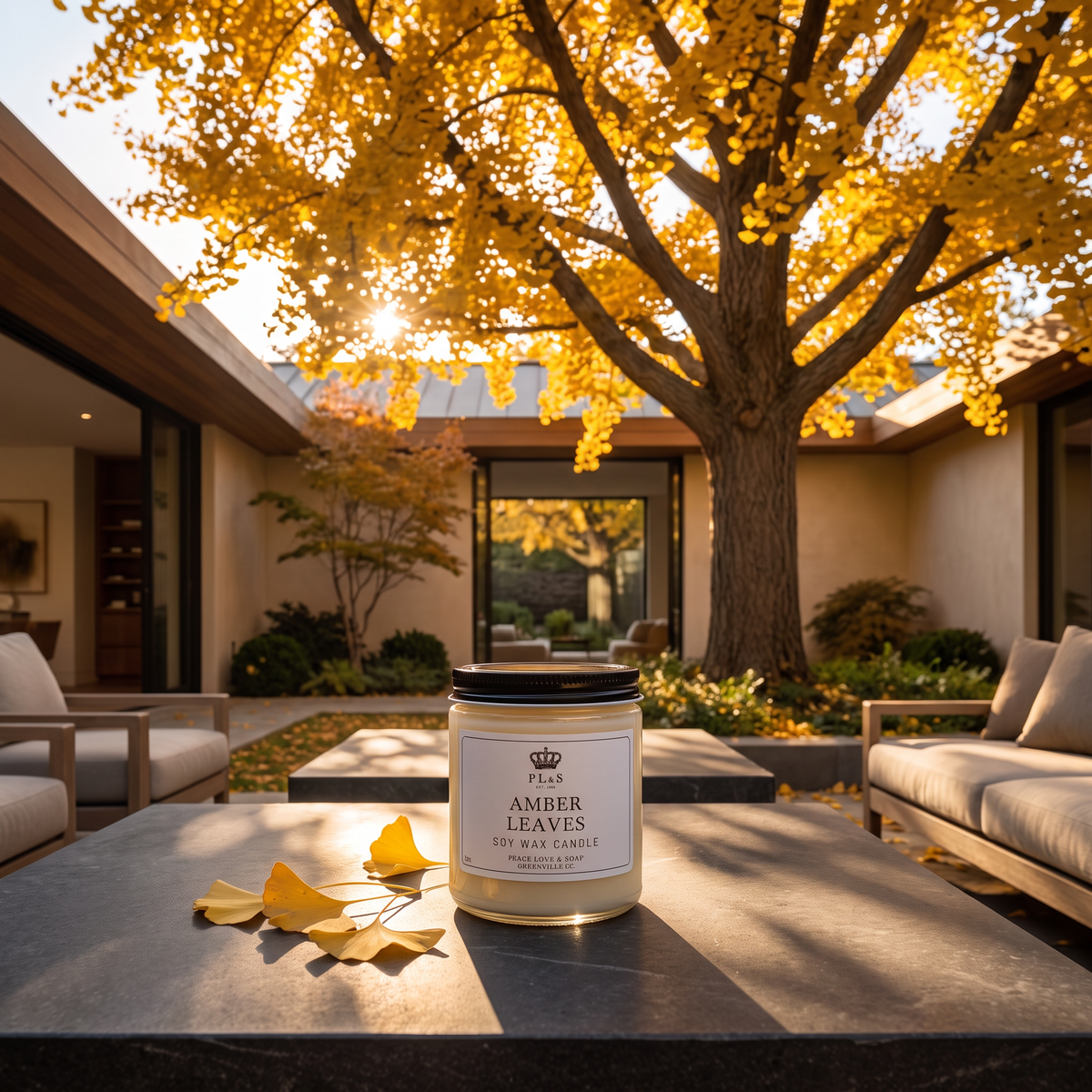 AMBER LEAVES 9 OZ SOY CANDLE