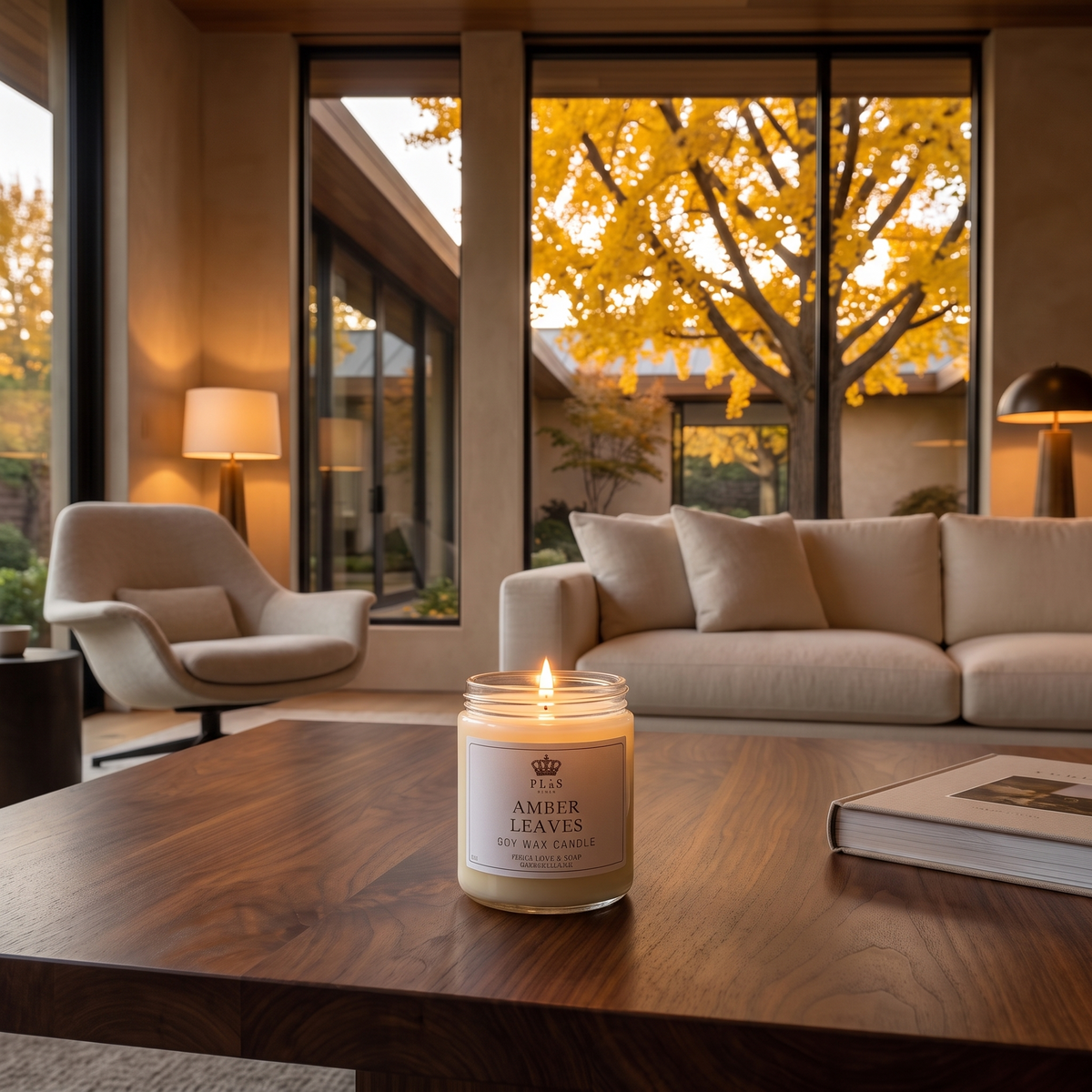 AMBER LEAVES 9 OZ SOY CANDLE