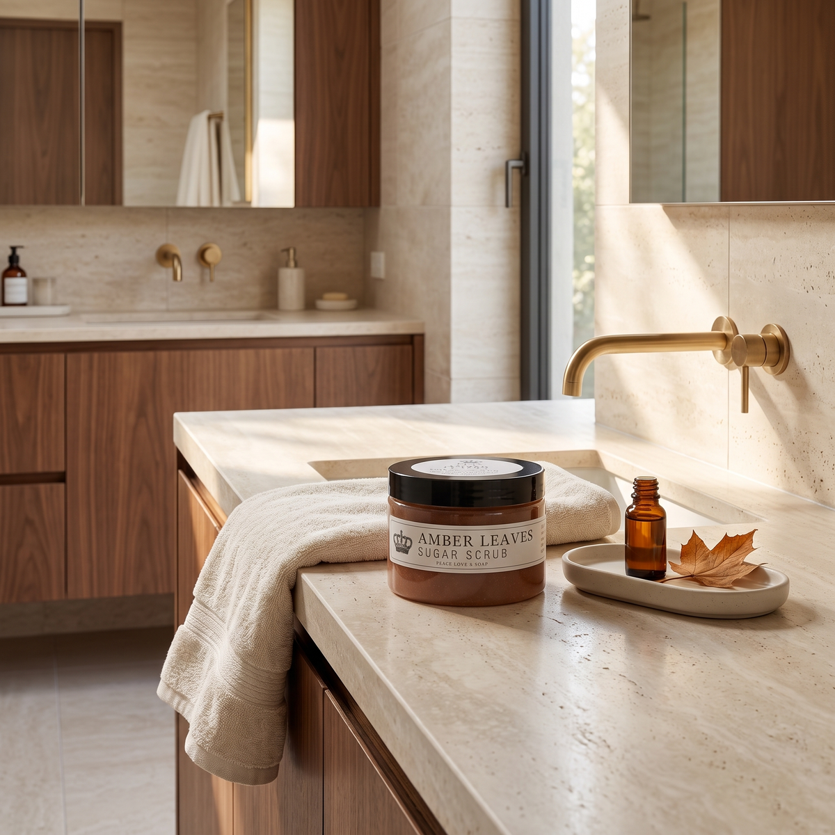 a bathroom with a sink and a bottle of body lotion