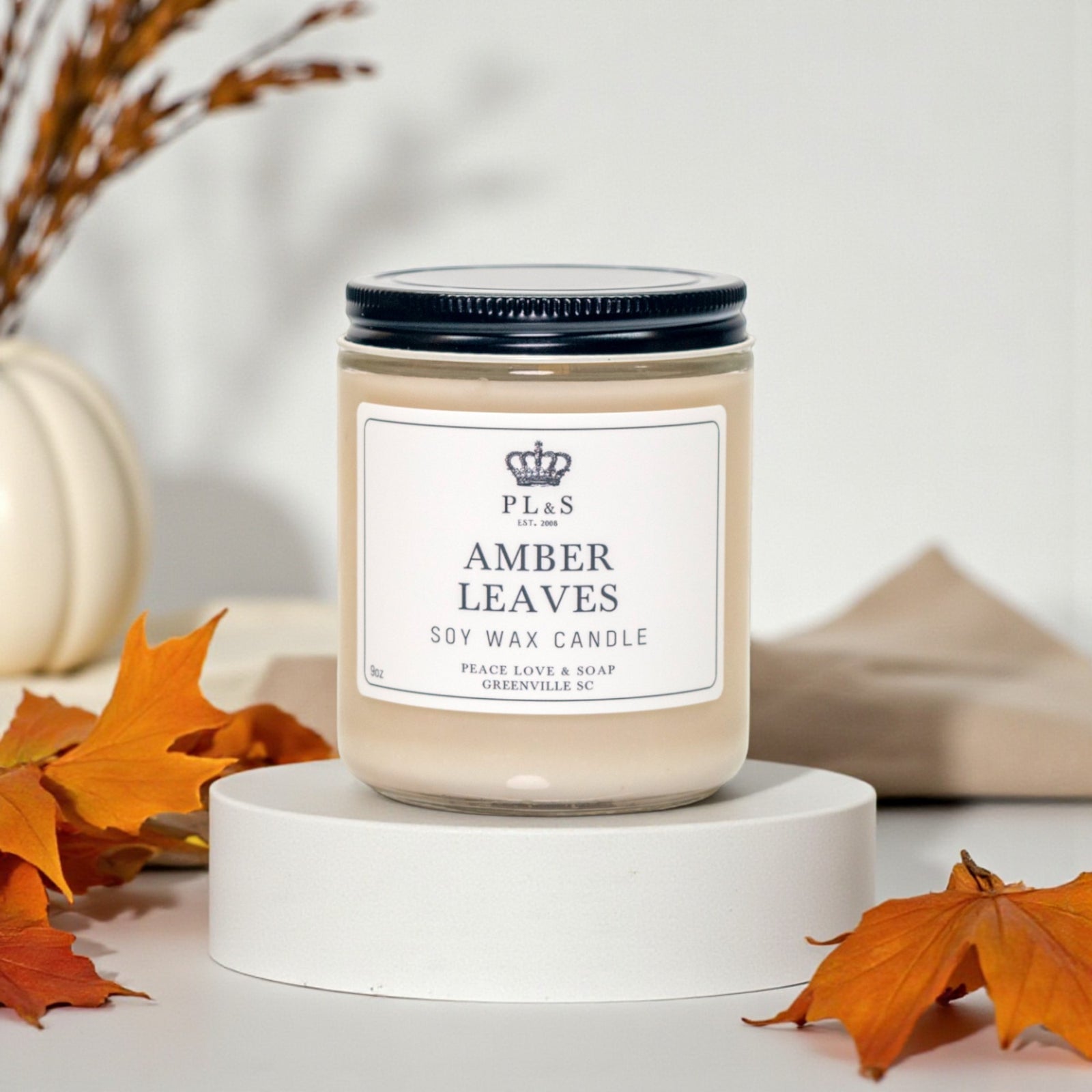 AMBER LEAVES - 9oz Soy Candle