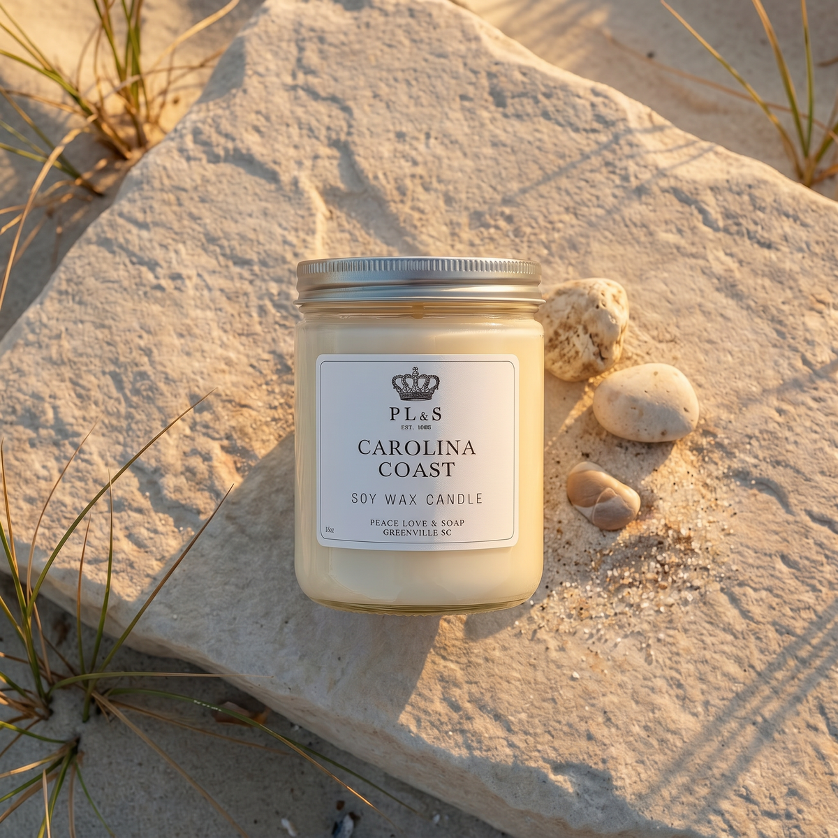 a candle on a rock
