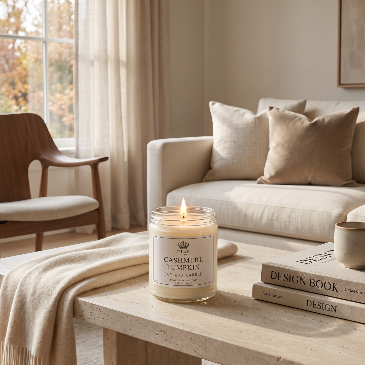 a candle on a table
