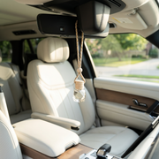 a car interior with a object