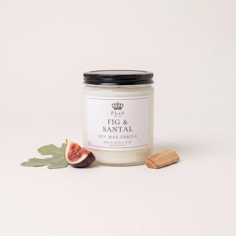a jar of white candle with a slice of fig and a stick