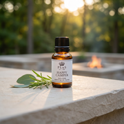 a small bottle of essential oil on a stone ledge