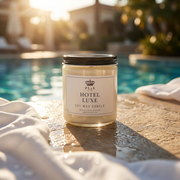 a candle on a pool side