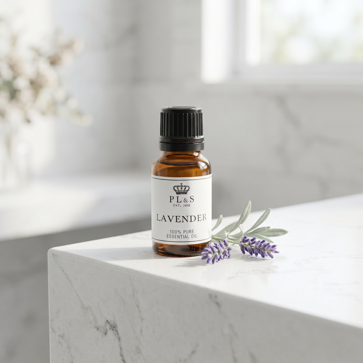 a small bottle of lavender essential oil