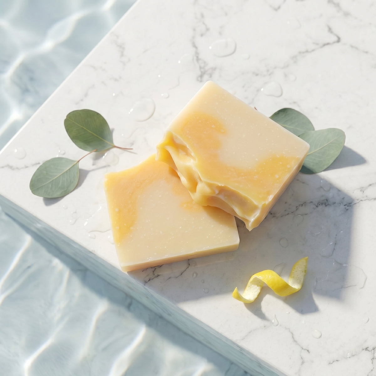 a piece of soap on a marble surface
