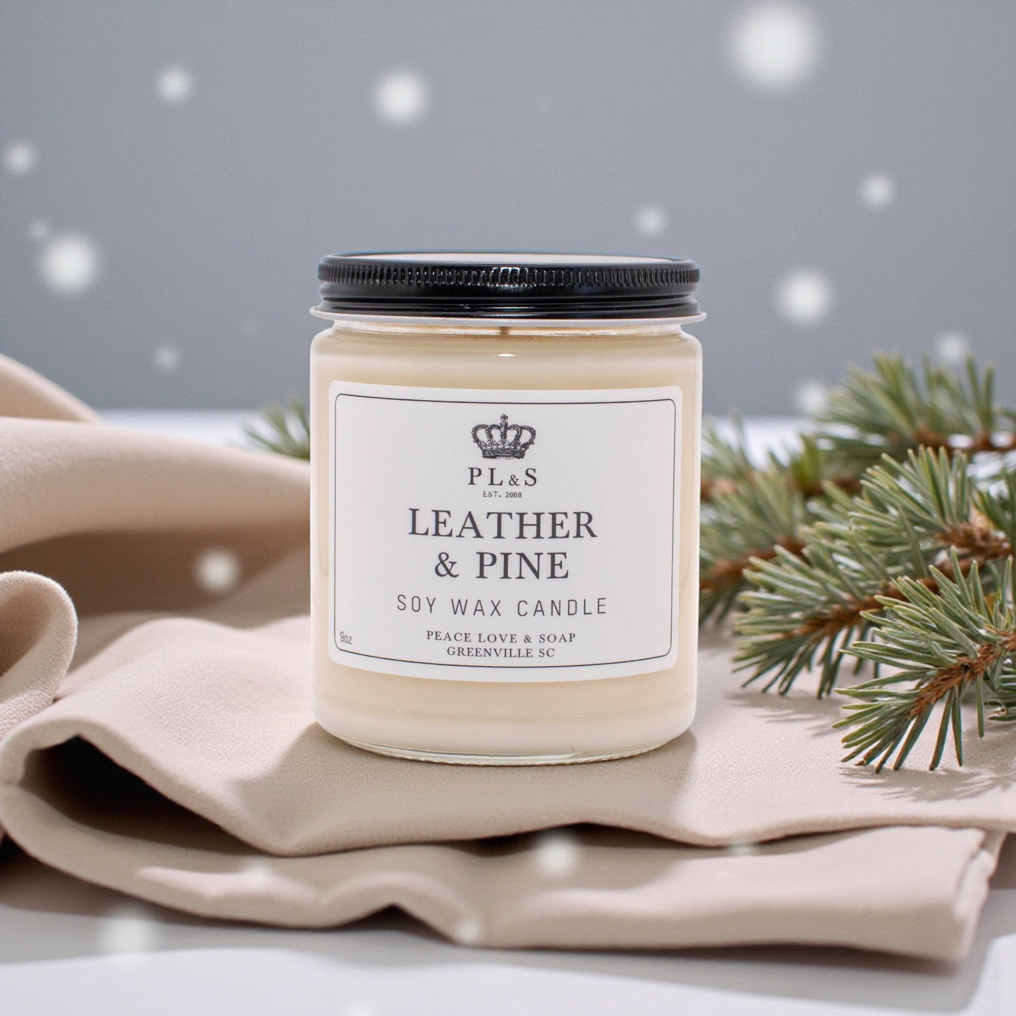 LEATHER & PINE - 9oz Soy Candle
