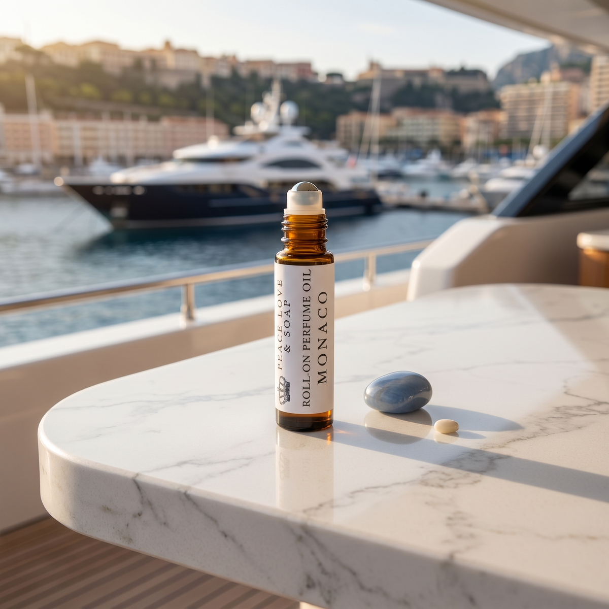 a bottle of essential oil on a table
