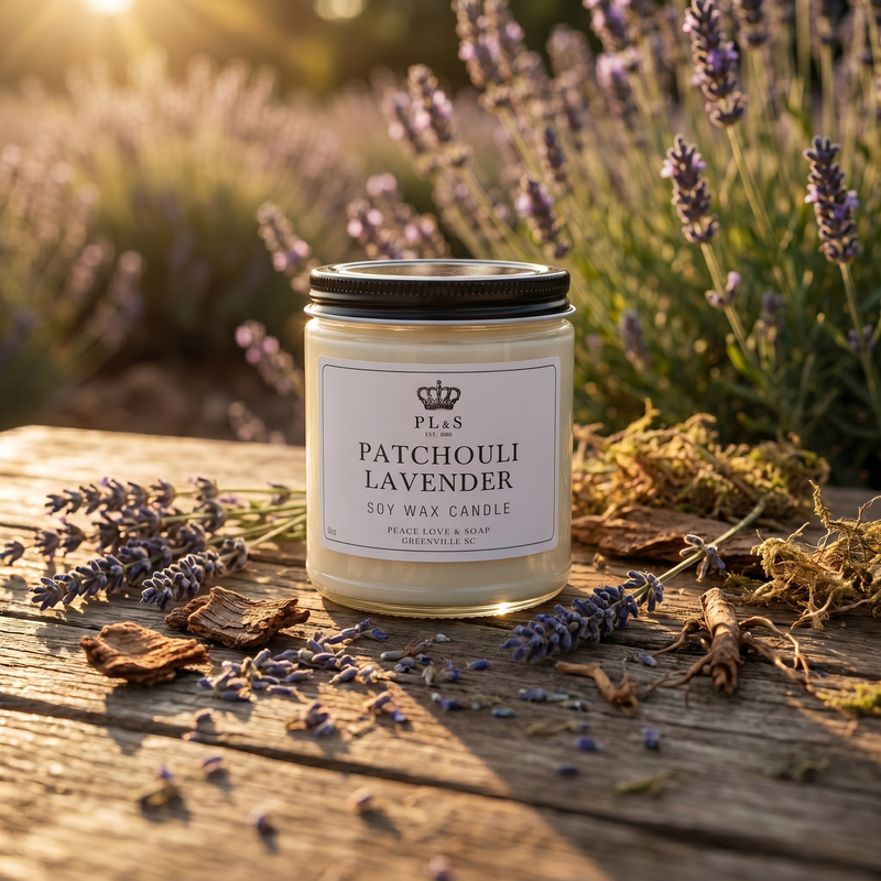 PATCHOULI LAVENDER 9 OZ SOY CANDLE
