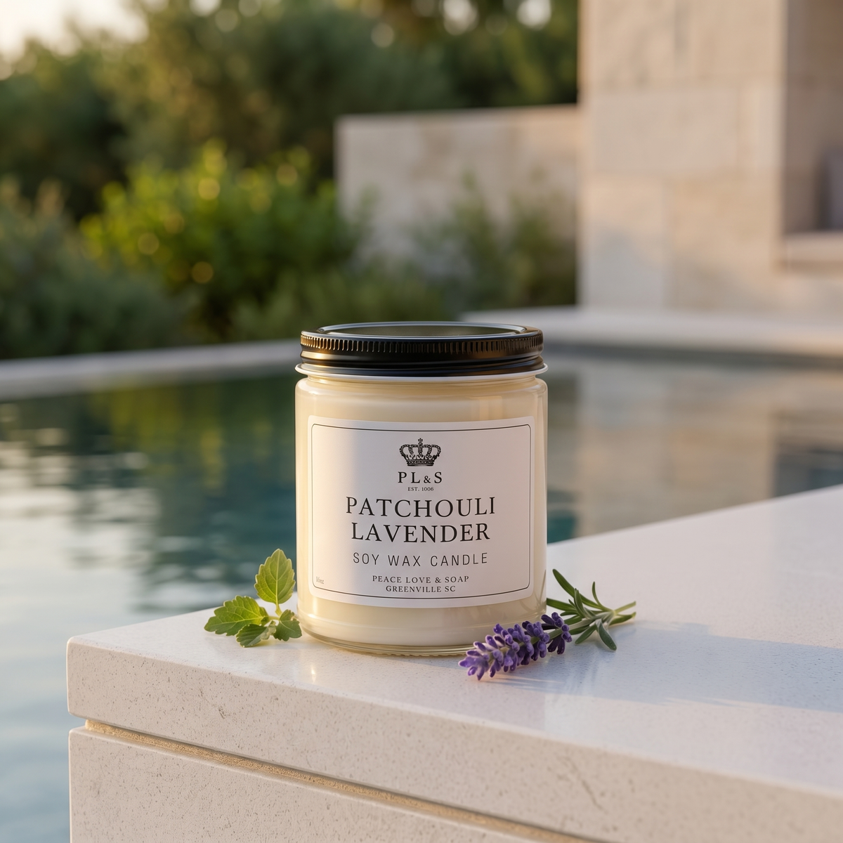 PATCHOULI LAVENDER 9 OZ SOY CANDLE