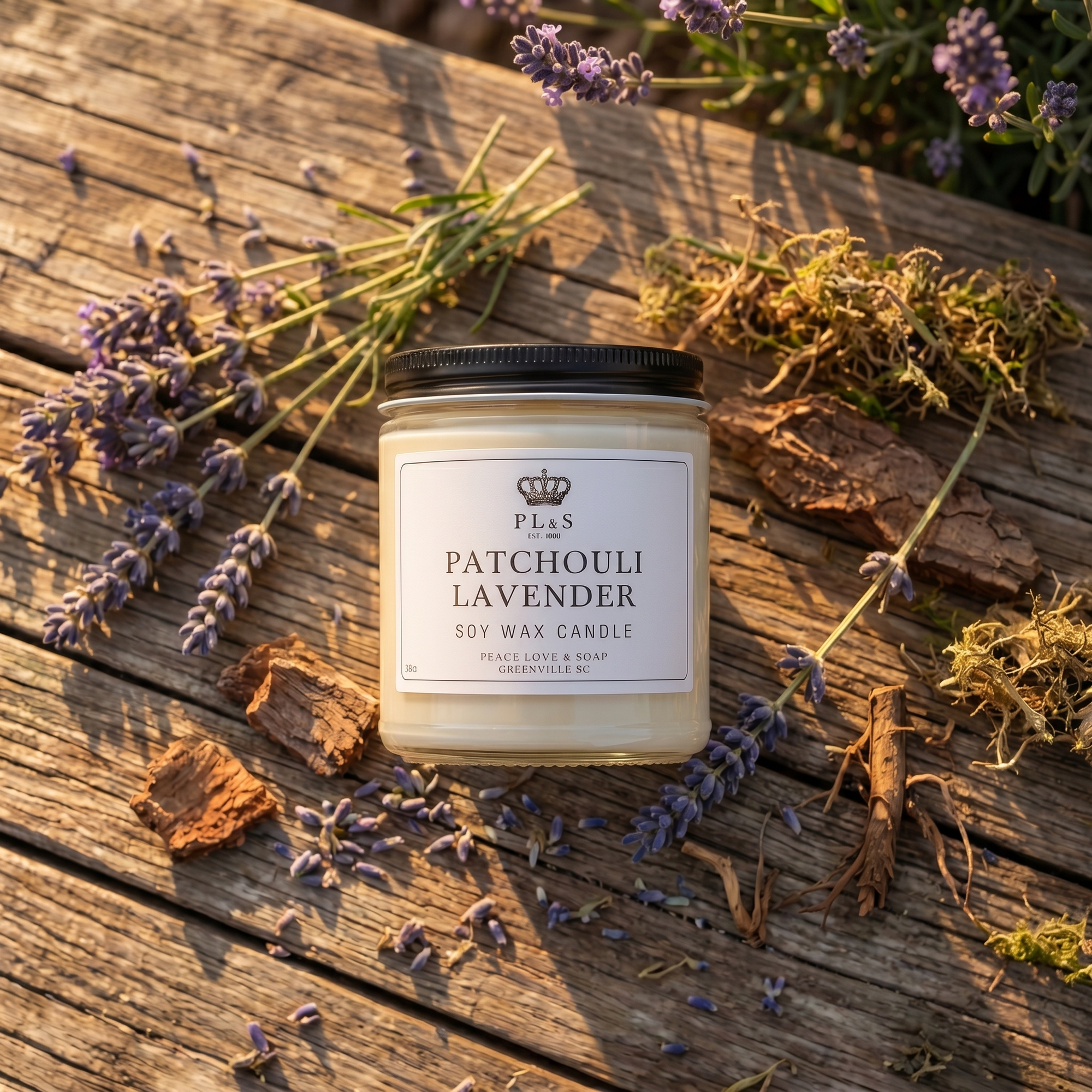 PATCHOULI LAVENDER 9 OZ SOY CANDLE