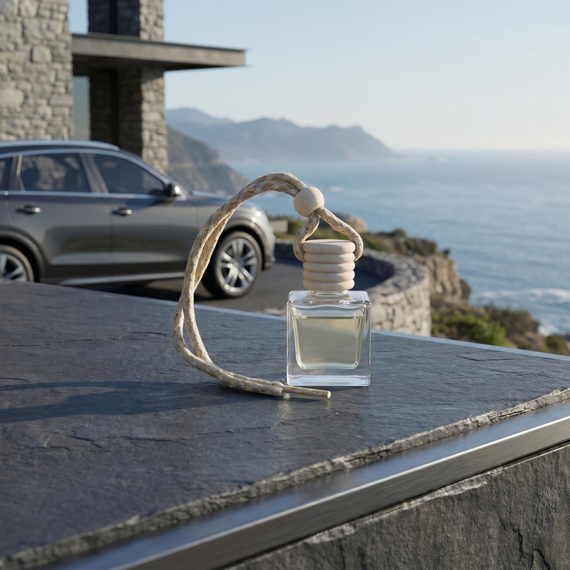 a bottle of perfume on a ledge