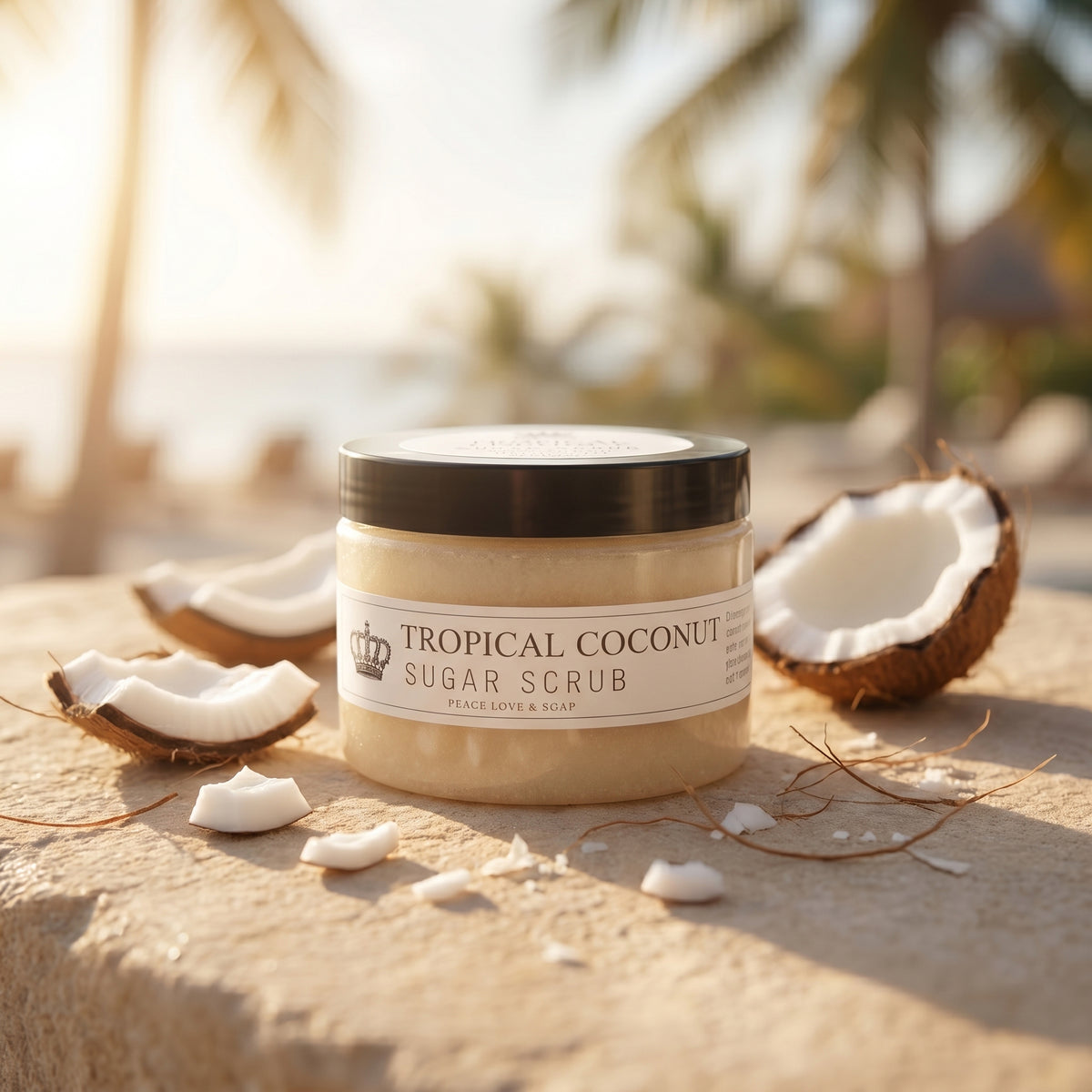 a jar of coconut oil on a rock